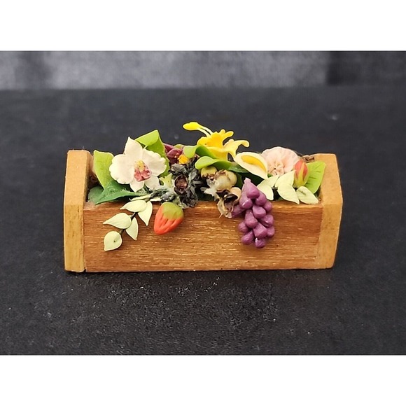 unbranded Other - Dollhouse Rectangle Planter Box Dollhouse Flower Pot 1:12 Wooden Window Box Vtg